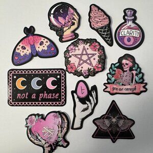 Pastel Goth Sticker Set - 10 Witchy Cute Vinyl Decals | Moths, Pentagram, Potion